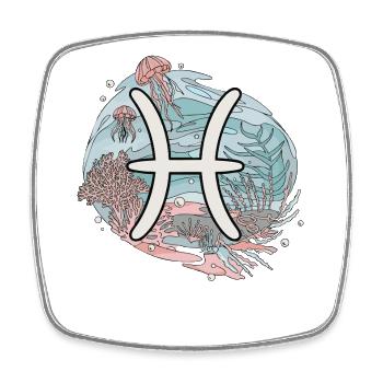 Fische Sternzeichen - Unterwasser Astrologie - Viereckiger Kühlschrankmagnet - Weiß - Vorne