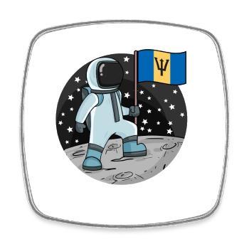 Astronaut Flag Barbados - Square fridge magnet - white - Front