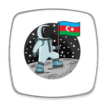 Astronaut Flag Azerbaijan - Square fridge magnet - white - Front