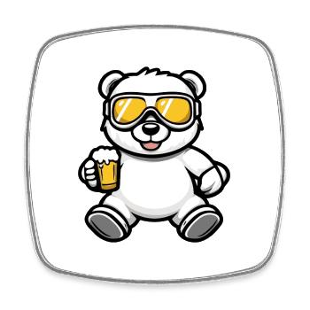 Bear Après Ski Beer Comic - Square fridge magnet - white - Front