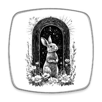 Motif Lapin Boho Lapin Printemps Bohème Cottagecore - Magnet carré - blanc - Devant