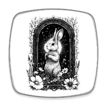 Bohemian Boho Hase Hasenmotiv Frühling Cottagecore - Viereckiger Kühlschrankmagnet - Weiß - Vorne