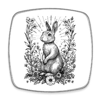 Cottagecore Boho Hase Hasenmotiv Frühling Bohemian - Viereckiger Kühlschrankmagnet - Weiß - Vorne