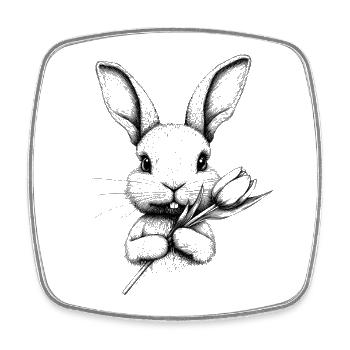 Hase Blume Blumenhase Cottagecore Ostern Frühling - Viereckiger Kühlschrankmagnet - Weiß - Vorne