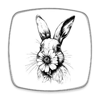 Blumenhase Hase Blume Cottagecore Ostern Frühling - Viereckiger Kühlschrankmagnet - Weiß - Vorne