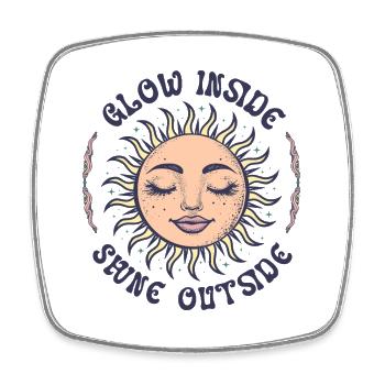 Sun Face Bohemian Spirituality Boho Sun - Square fridge magnet - white - Front
