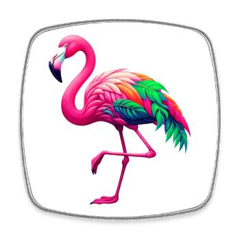Flamingo - Square fridge magnet - white - Front