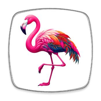 Flamant - Magnet carré - blanc - Devant