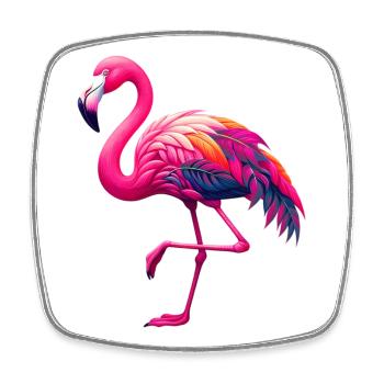 Flamingo - Viereckiger Kühlschrankmagnet - Weiß - Vorne