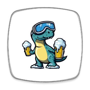 Dinosaurier brontosaurus Apres Ski Bier - Viereckiger Kühlschrankmagnet - Weiß - Vorne
