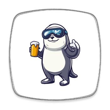 Robbe Tier Apres Ski Bier Comic - Viereckiger Kühlschrankmagnet - Weiß - Vorne