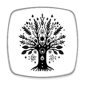 Bohemian Ethno Baum Tribal Natur Boho Geschenk - Viereckiger Kühlschrankmagnet - Weiß - Vorne