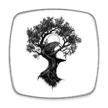 Boho Tree Woman Nature Abstract Graphic Mystical - Square fridge magnet - white - Front