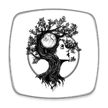 Baum Frau Boho Natur Abstrakt Grafik Mystisch - Viereckiger Kühlschrankmagnet - Weiß - Vorne