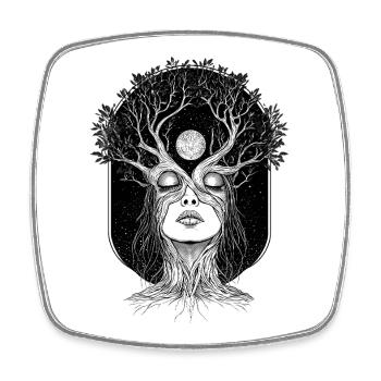 Boho Baum Frau Gaea Abstrakt Grafik Mystisch - Viereckiger Kühlschrankmagnet - Weiß - Vorne