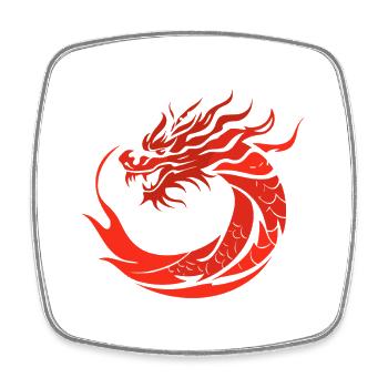 Roter Drache im Japan Stil - Viereckiger Kühlschrankmagnet - Weiß - Vorne