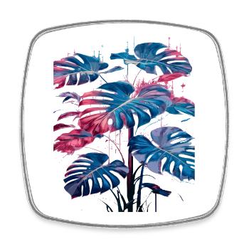 Rétro Monstera Plante Neon Synthwave - Magnet carré - blanc - Devant