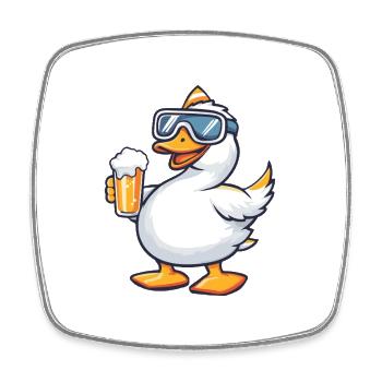 Gans Apres Ski Bier Comic - Viereckiger Kühlschrankmagnet - Weiß - Vorne