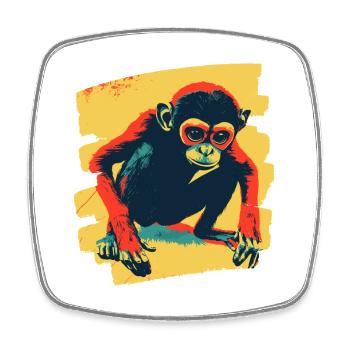 Singe - Magnet carré - blanc - Devant