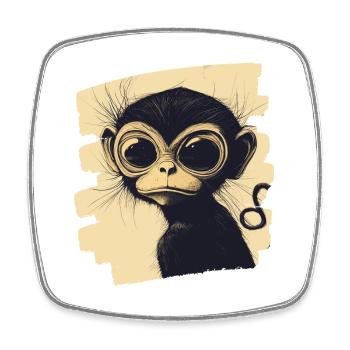 Singe - Magnet carré - blanc - Devant