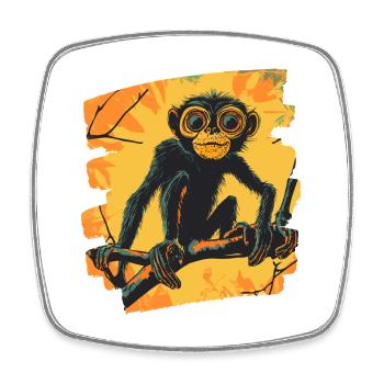 Singe - Magnet carré - blanc - Devant
