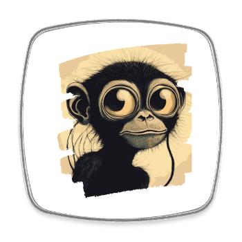 Singe - Magnet carré - blanc - Devant