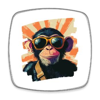 Singe - Magnet carré - blanc - Devant