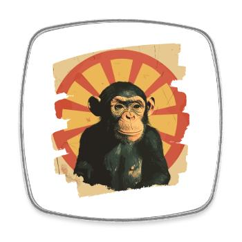 Singe - Magnet carré - blanc - Devant