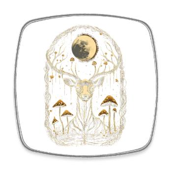 Moonlit Deer in Fungal Grove - Square fridge magnet - white - Front
