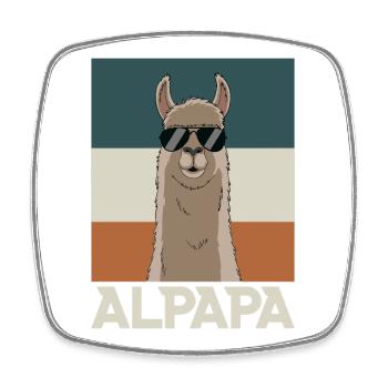 Papa Alpaga Papa Drôle Lama Cadeau de Fête des Pères - Magnet carré - blanc - Devant