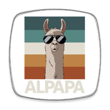 Papa Alpaga Papa Drôle Lama Cadeau de Fête des Pères - Magnet carré - blanc - Devant