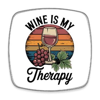 Le vin est ma tenue de verre à vin thérapeutique pour - Magnet carré - blanc - Devant