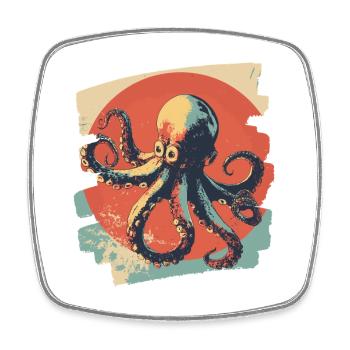 Pieuvre Octopus Rétro - Magnet carré - blanc - Devant