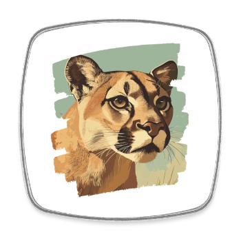 Lion de montagne Rétro - Magnet carré - blanc - Devant