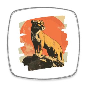 Lion de montagne Rétro - Magnet carré - blanc - Devant