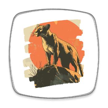 Lion de montagne Rétro - Magnet carré - blanc - Devant