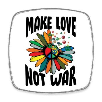 Make Love Not War Flower Power Hippie - Square fridge magnet - white - Front