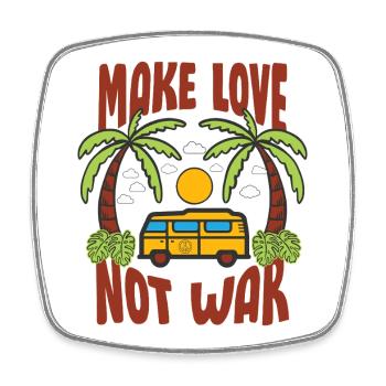 Make Love Not War Flower Power Hippie - Square fridge magnet - white - Front
