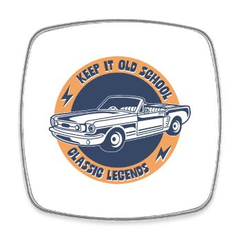 Keep It Old School – Classic Car Legends - Viereckiger Kühlschrankmagnet - Weiß - Vorne