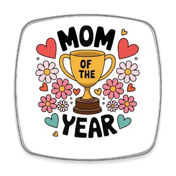 Maman de l’année | Mignon Trophée Design Fête des Mères - Magnet carré - blanc - Devant