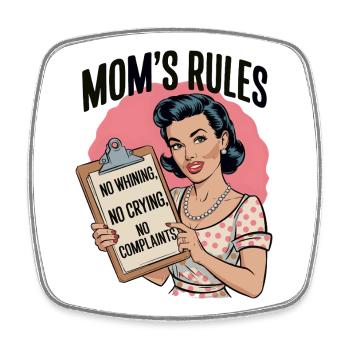 Mom's Rules Shirt | Funny Retro Design - Square fridge magnet - white - Front