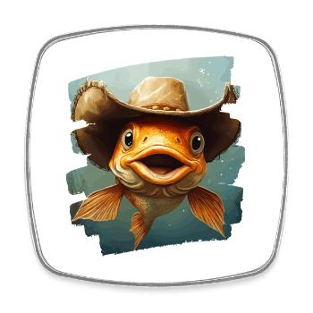 Pêche au Texas - Magnet carré - blanc - Devant