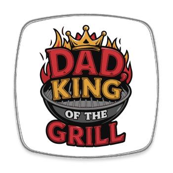 Papa Roi du Grill BBQ Cadeau Drôle - Magnet carré - blanc - Devant
