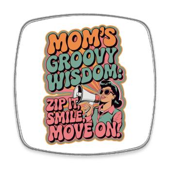 Mamas groovige Weisheit Lustiges Retro-Geschenk - Viereckiger Kühlschrankmagnet - Weiß - Vorne