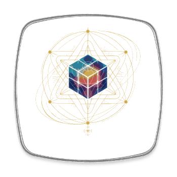 Metatrons Würfel Heilige Geometrie Kosmische Kunst - Viereckiger Kühlschrankmagnet - Weiß - Vorne