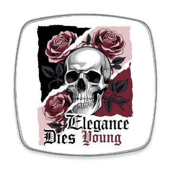 Eleganz stirbt jung Gothic Totenkopf Rose - Viereckiger Kühlschrankmagnet - Weiß - Vorne