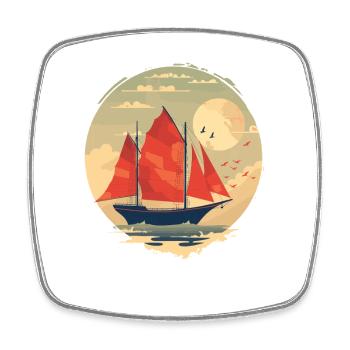 Segelschiff Porträt - Viereckiger Kühlschrankmagnet - Weiß - Vorne