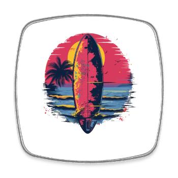 Surfboard Synthwave - Square fridge magnet - white - Front