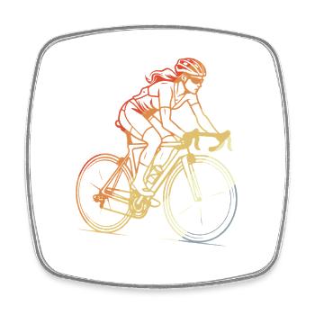 Retro Radfahrerin Line Art - Viereckiger Kühlschrankmagnet - Weiß - Vorne