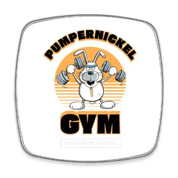 Pumpernickel Krafttraining Hase Fitness Spruch - Viereckiger Kühlschrankmagnet - Weiß - Vorne